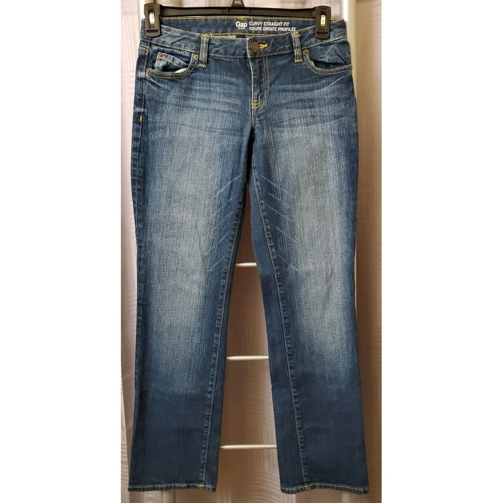 Gap Curvy Straight Low Rise Blue‎ Jeans Sz 4/27S